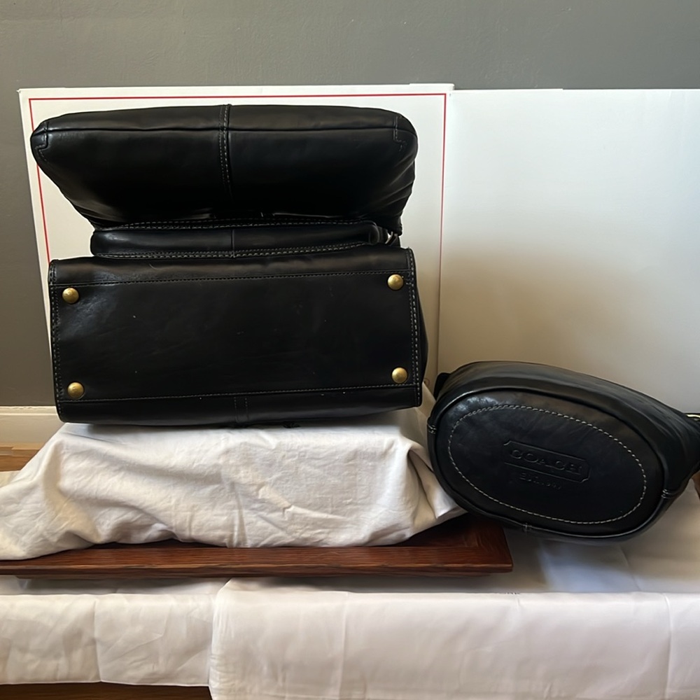 Coach Bleecker Black Leather Set - Shopper, Convertible Duffle, Demi Bag, Wallet - Picture 11 of 15